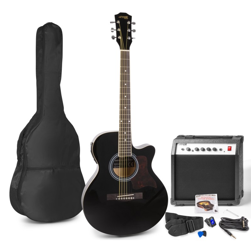 SHOWKIT CONJUNTO GUITARRA ACÚSTICA ELECTRIFICADA NEGRA