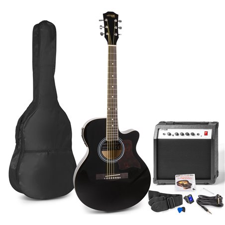 SHOWKIT CONJUNTO GUITARRA ACÚSTICA ELECTRIFICADA NEGRA