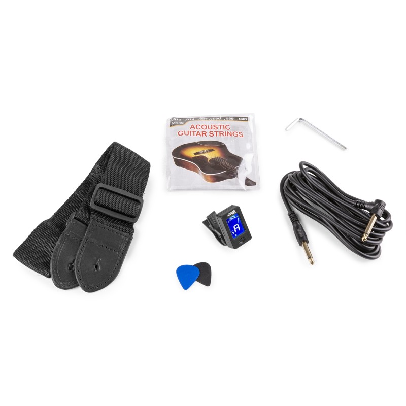 SHOWKIT CONJUNTO GUITARRA ACÚSTICA ELECTRIFICADA NEGRA