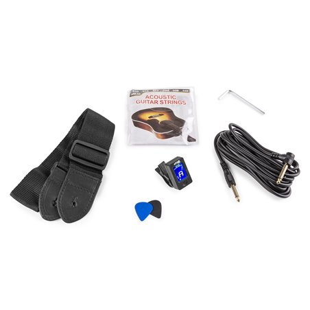 SHOWKIT CONJUNTO GUITARRA ACÚSTICA ELECTRIFICADA NEGRA