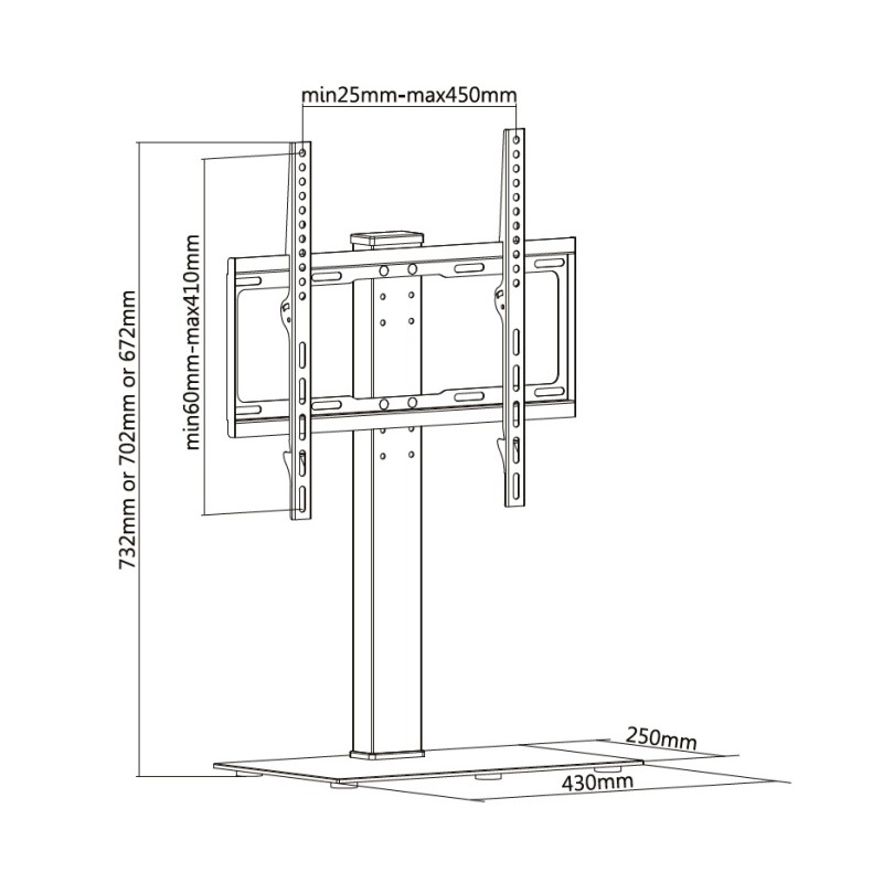 TTTS40 SOPORTE DE MESA PARA TV CON BASE DE CRISTAL 32”- 55”