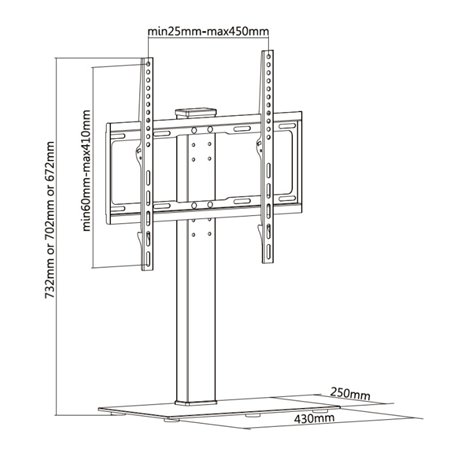TTTS40 SOPORTE DE MESA PARA TV CON BASE DE CRISTAL 32”- 55”