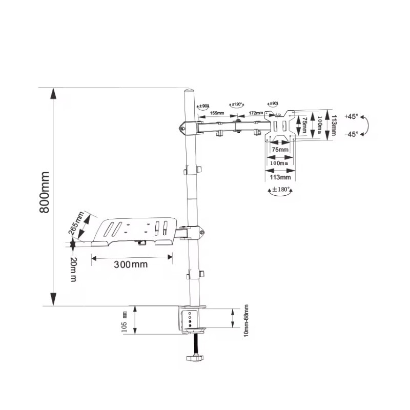 CMA10L BRAZO PARA UN MONITOR DE 13"- 32" CON SOPORTE PARA PORTÁTIL