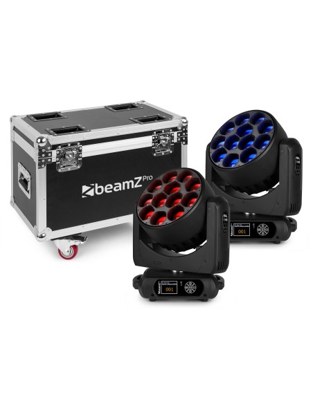 MHL1240 LED WASH CABEZA MOVIL CON ZOOM 2 PIEZAS EN FLIGHTCASE