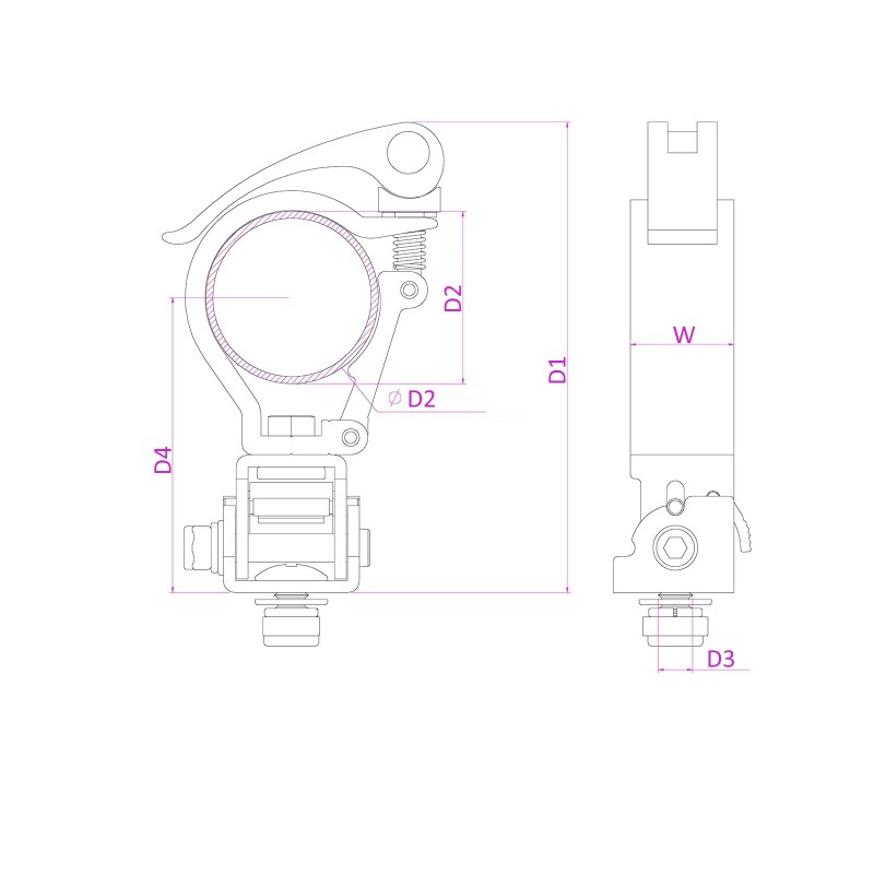 BC50-50F GARRA DE AGARRE RÁPIDO TILT AJUSTABLE ALU