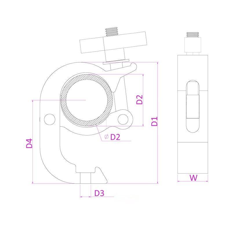 BC50B-250Q GARRA DE GANCHO SLIMLINE 250KG NEGRA