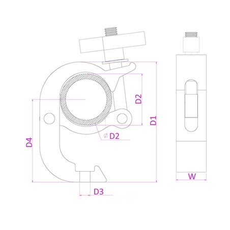 BC50B-250Q GARRA DE GANCHO SLIMLINE 250KG NEGRA
