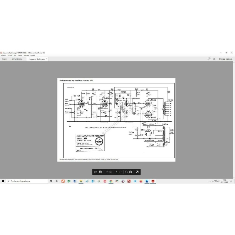 Amplificador de válvulas Optimus 1980//-50 watts