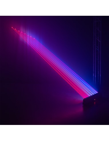 BARRA MÓVIL HYADEN CON 7 LED Y 8 RAYOS LÁSER