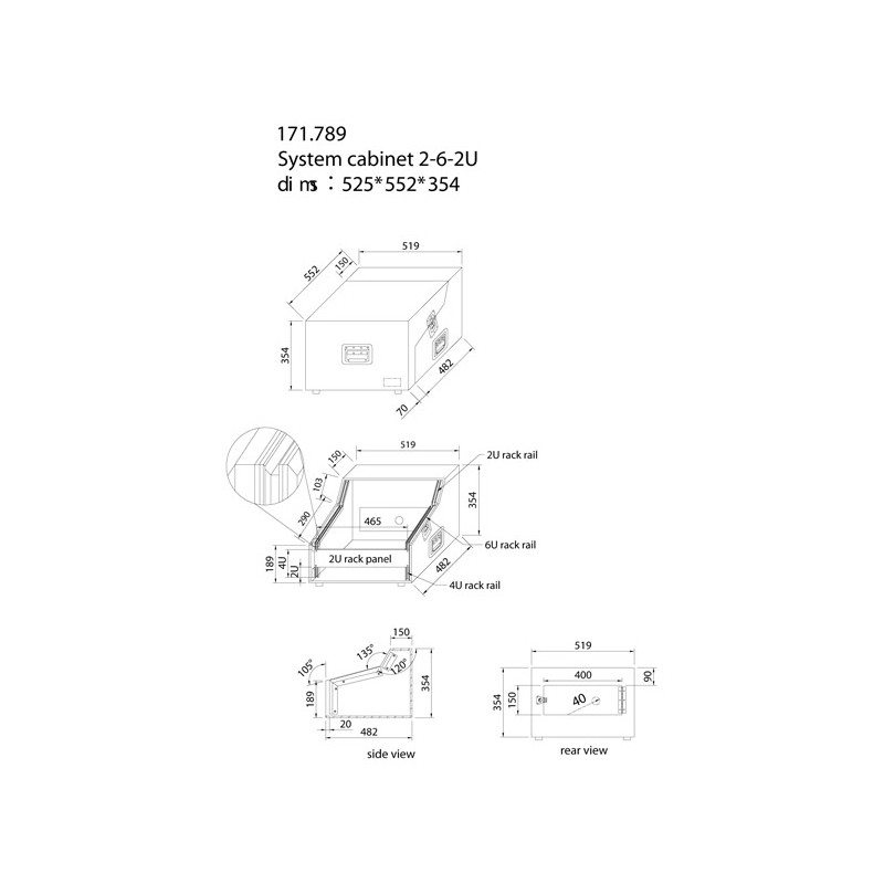 PD-F RACK TRANSPORTE DJ 2U-6U-2U 19"
