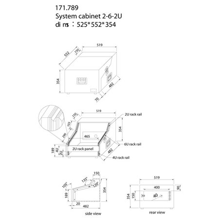 PD-F RACK TRANSPORTE DJ 2U-6U-2U 19"