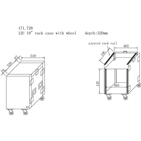 PD-F12U8 CAJA RACK 19' CON RUEDAS 12U