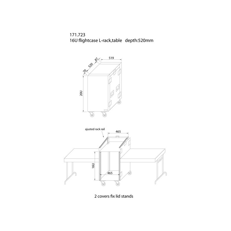PD-F16U10T 19" RACK CON MONTAJE COMO MESA