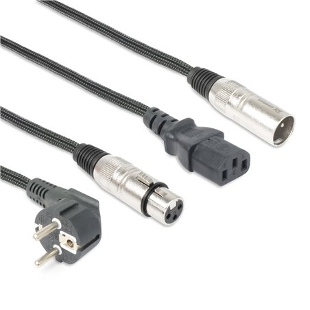 CX02-10 AUDIO COMBI CABLE SCHUKO - XLR F / IEC F - XLR M 10M