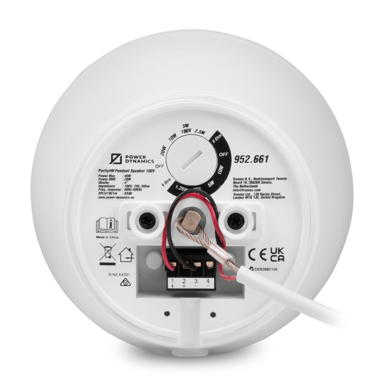 PURITY4W ALTAVOZ COLGANTE PREMIUM 100V 4" BLANCO