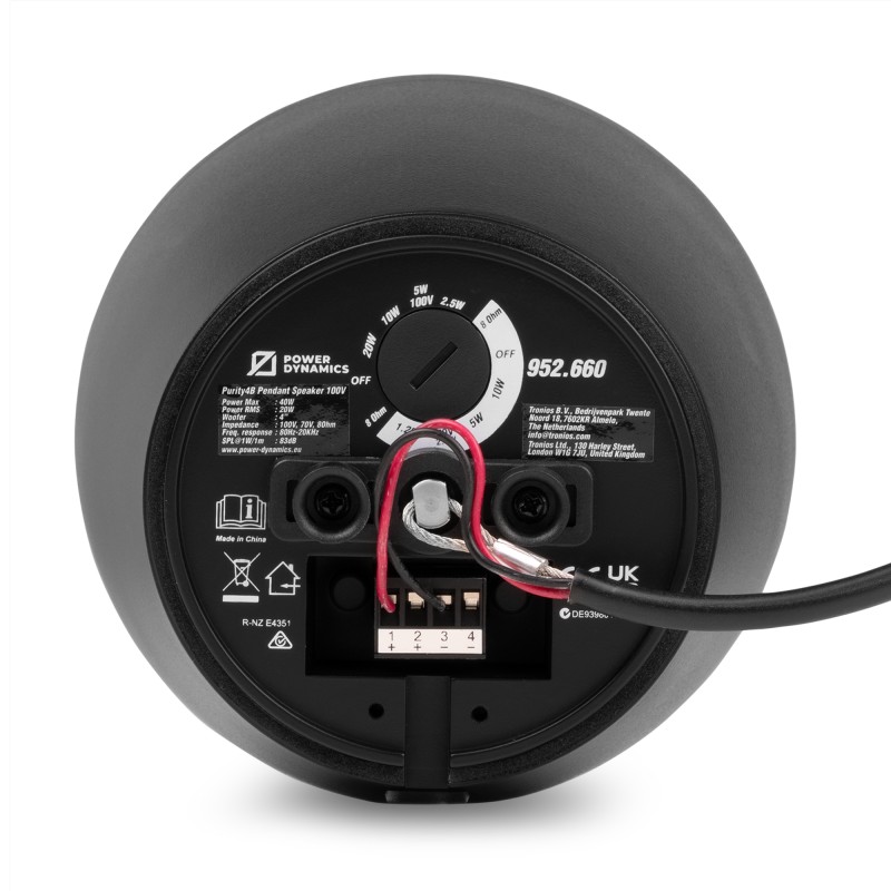 PURITY4B ALTAVOZ COLGANTE PREMIUM 100V 4" NEGRO