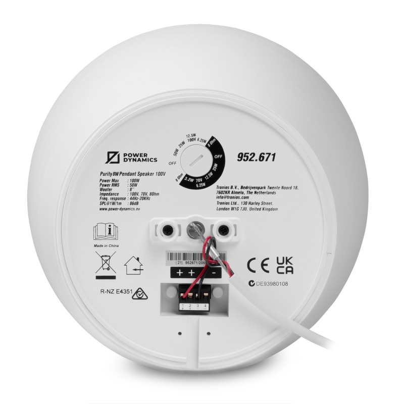 PURITY8W ALTAVOZ COLGANTE PREMIUM 100V 8" BLANCO