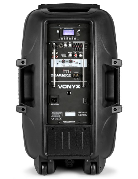 SPJ-PA915 BAFLE MOVIL ACTIVO ABS 15" 2 MICROS UHF/USB/MP3