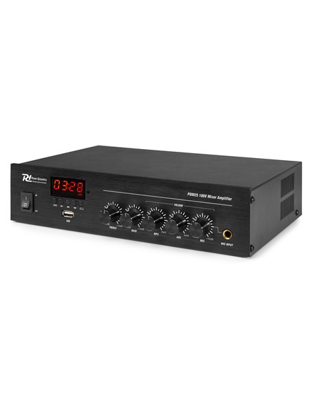 PDM25 MEZCLADOR – AMPLIFICADOR 100V CON BT Y REPRODUCTOR MEDIA 25W