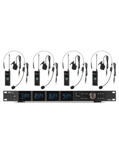 PD524B JUEGO DE MICRÓFONO INALÁMBRICO UHF CON 4 MICRÓFONOS DE PETACA