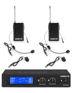 WM522B MICROFONO INALAMBRICO VHF 2 CANALES CON 2 MICROS DE CABEZA