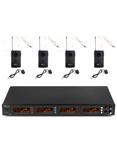 PD504B MICROFONO INALAMBRICO DE 4X 50 CANALES UHF CON 4 MICROFONOS DE CABEZA