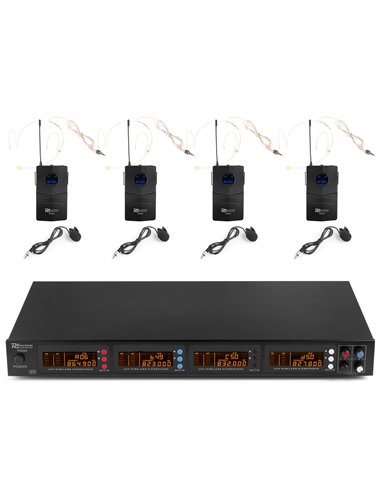 PD504B MICROFONO INALAMBRICO DE 4X 50 CANALES UHF CON 4 MICROFONOS DE CABEZA