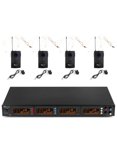 PD504B MICROFONO INALAMBRICO DE 4X 50 CANALES UHF CON 4 MICROFONOS DE CABEZA