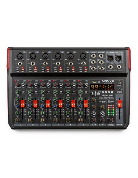 VM-KG10 MEZCLADOR PARA MÚSICA 10 CANALES BT/DSP/USB GRABACIÓN