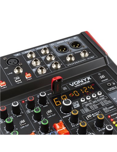 VM-KG08 MEZCLADOR PARA MÚSICA 8 CANALES BT/DSP/USB GRABACIÓN