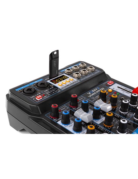 VMM-P500 MEZCLADOR DIRECTO 4CANALES CON DSP, USB Y REPRODUCTOR MP3/BT