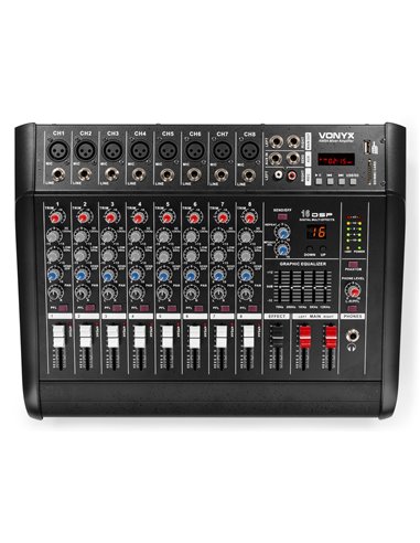 AM8A MEZCLADOR DE 8 CANALES CON AMPLIFICADOR DSP/BT/SD/USB/MP3