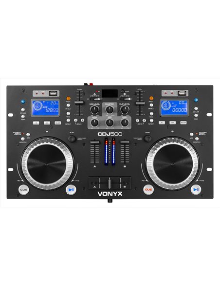 CDJ500 DOBLE REPRODUCTOR CON AMPLIFICADOR CD/MP3/USB/BT