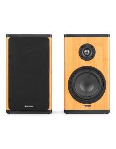 BS20 CONJUNTO DE ALTAVOCES ACTIVOS DE ESTANTERÍA CON BATERÍA, BAMBÚ