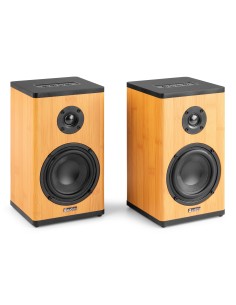 BS20 CONJUNTO DE ALTAVOCES ACTIVOS DE ESTANTERÍA CON BATERÍA, BAMBÚ