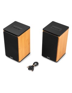 BS20 CONJUNTO DE ALTAVOCES ACTIVOS DE ESTANTERÍA CON BATERÍA, BAMBÚ