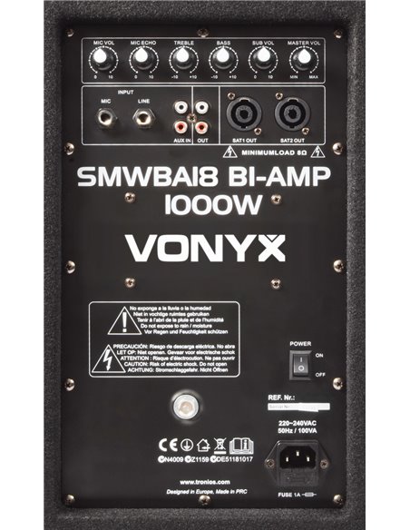 SMWBA18 SUBWOOFER BI-AMPLIFICADO 18" 1000W