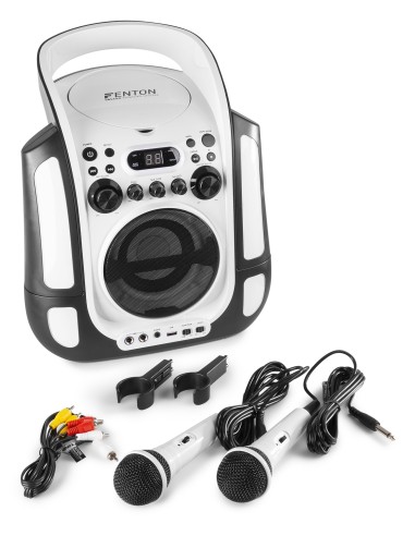 SBS30W SISTEMA KARAOKE CON CD Y 2 MICROS BLANCO