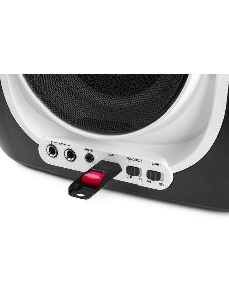 SBS30W SISTEMA KARAOKE CON CD Y 2 MICROS BLANCO