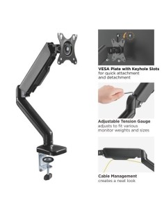 MAD10G BRAZO SINGLE PARA MONITOR CON AMORTIGUADOR DE GAS 17”- 32” 2