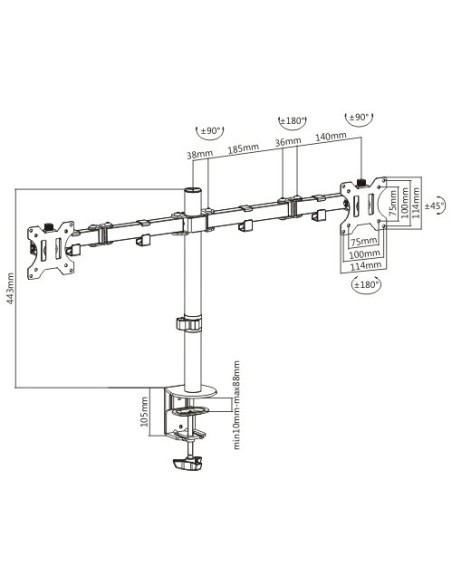 MAD20 BRAZO DOBLE PARA MONITOR 13”- 32”