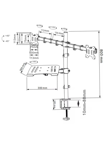 CMA20L BRAZO DOBLE PARA MONITOR 13" - 32" CON SOPORTE PARA PORTÁTIL
