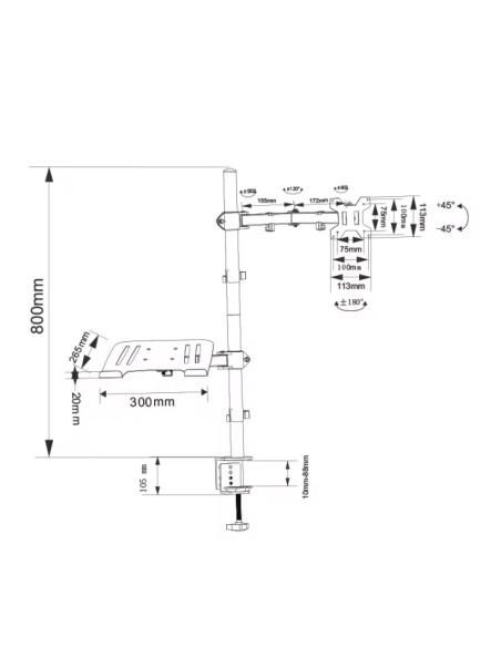 CMA10L BRAZO PARA UN MONITOR DE 13"- 32" CON SOPORTE PARA PORTÁTIL