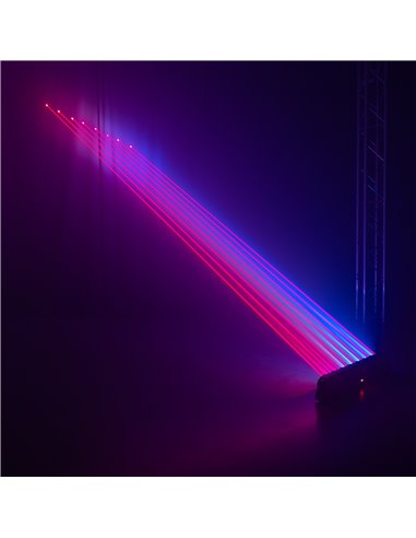 BARRA MÓVIL HYADEN CON 7 LED Y 8 RAYOS LÁSER