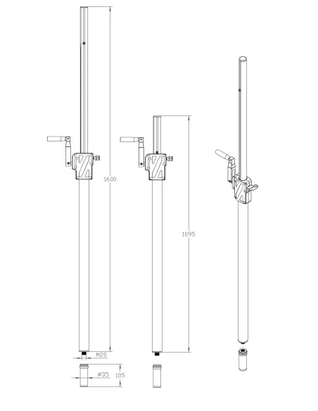 LST93 TUBO DE SATELITES CON MECANISMO DE MANIVELA