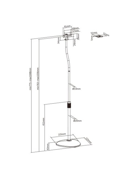 HTS12 SOPORTE DE SUELO PARA ALTAVOZ SATÉLITE, JUEGO DE 2