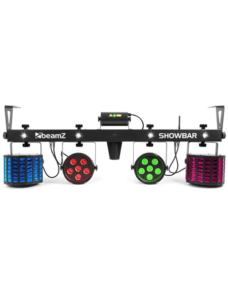 SHOWBAR CON 2X FOCO PAR, 2X BUTTERFLY Y LASER R/G DMX IRC