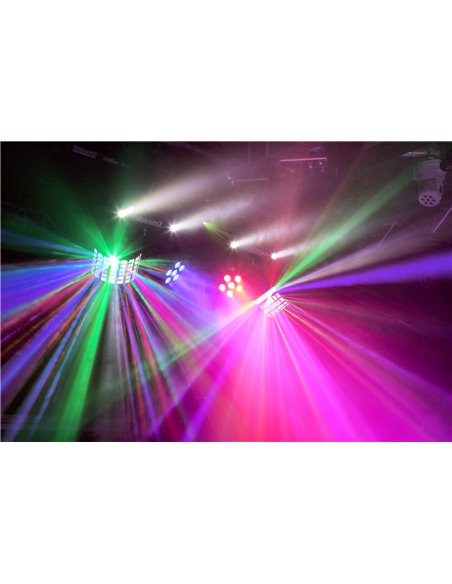 SHOWBAR CON 2X FOCO PAR, 2X BUTTERFLY Y LASER R/G DMX IRC