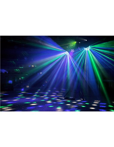 SHOWBAR CON 2X FOCO PAR, 2X BUTTERFLY Y LASER R/G DMX IRC