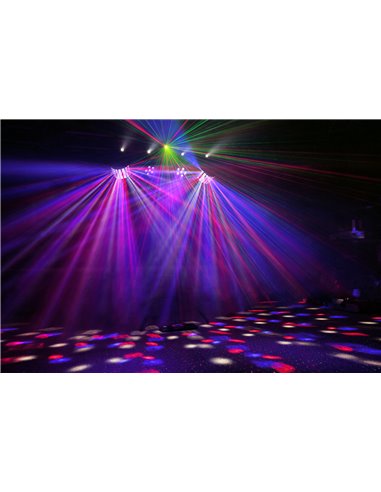 SHOWBAR CON 2X FOCO PAR, 2X BUTTERFLY Y LASER R/G DMX IRC